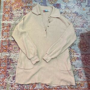 Free People Beach Sweater Cover Up Knit Collar Buttons